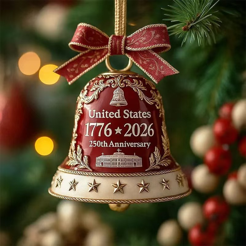 Colgante transfronterizo de los Estados Unidos 250 aniversario recuerdos acrílico 2D colgante de campana para celebrar el 250 aniversario de los Estados Unidos