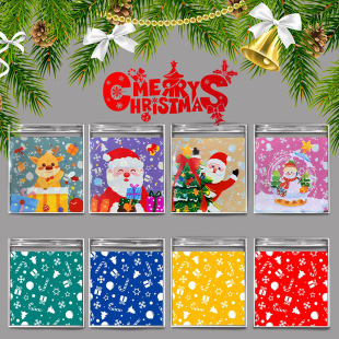 100 Pack Christmas Cartoon Crystal Ball OPP Self-adhesive Bag Santa Elk Candy Chocolate Gift Bag