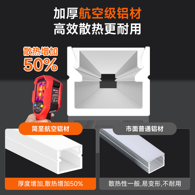 Lámpara lineal, ranura de aluminio, aleación de aluminio integrada, ranura en U, ranura para tarjeta, lámpara de línea, lámpara lineal de techo de doble párpado