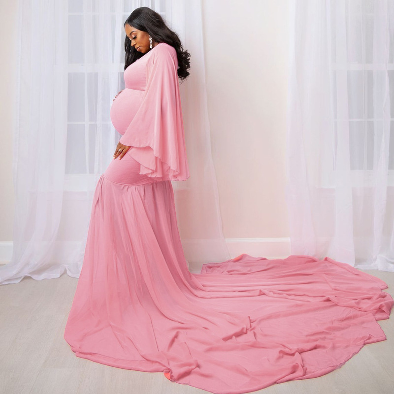 AliExpress European and American Long Sleeve Lace Pair According to Pregnant Women's Sexy Loose Tail Dress 1190 Pregnant Women's Dress
