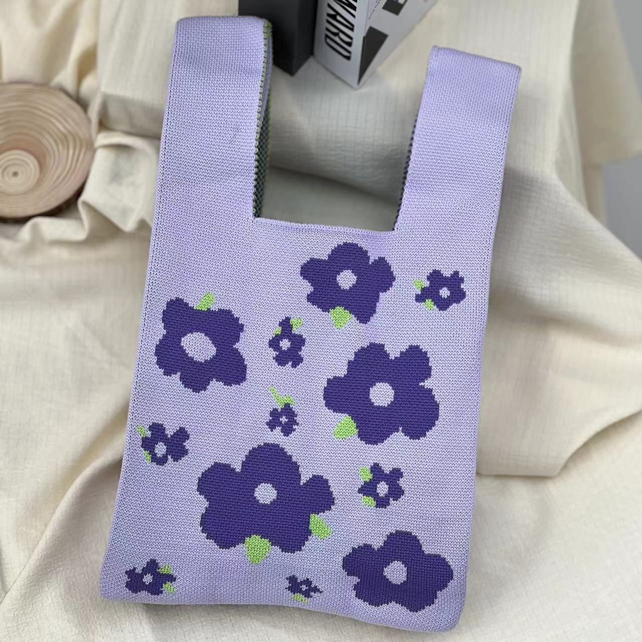 Bolso de mano tejido para embalaje de regalos, bolso tejido con múltiples patrones, estilo ins, bolso tejido para mujer, mini versátil.