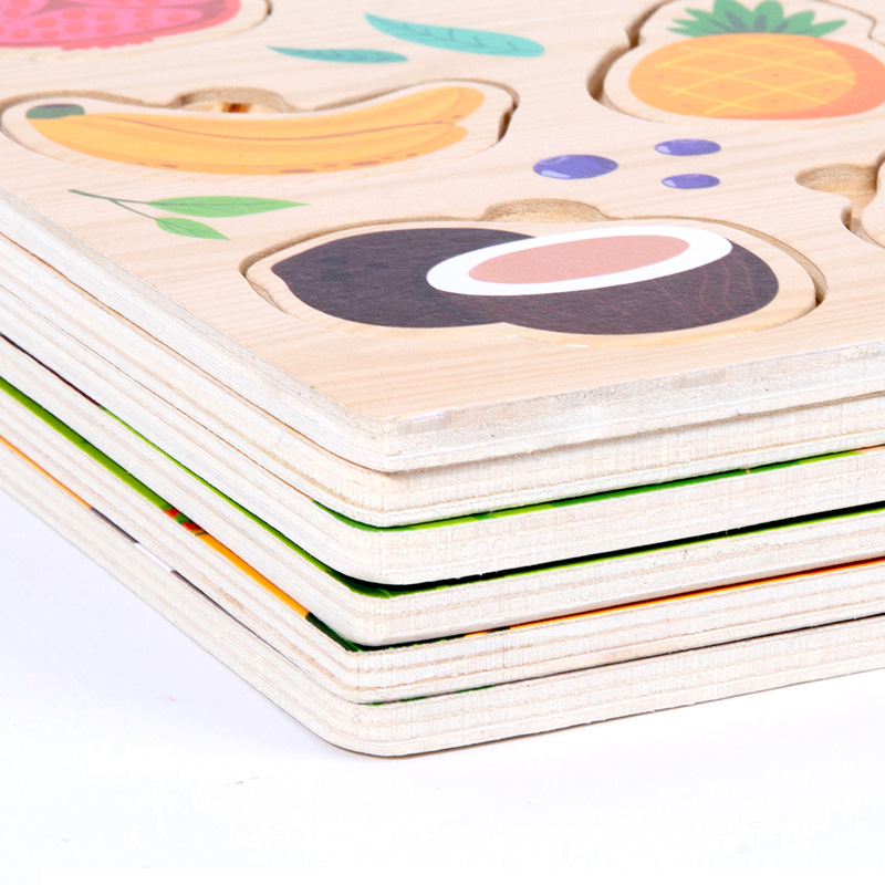 Juguetes educativos para niños 4-6 madera educación temprana tráfico fruta digital cognición animal plano mano agarre rompecabezas
