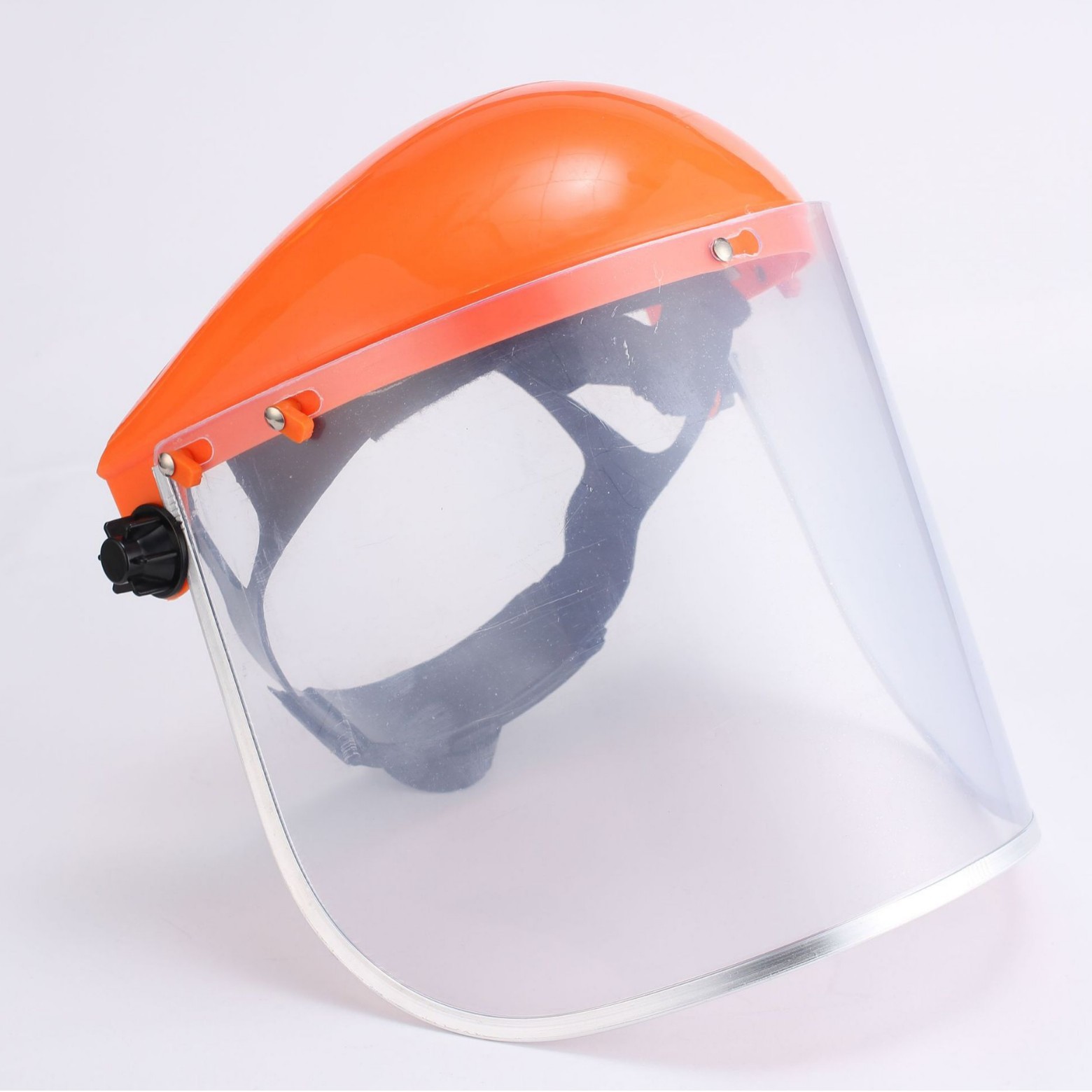 厂家批发头戴式焊工防护面罩黄色PVC劳保PC防护面屏防尘防飞溅