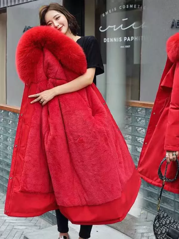 Winter long warm down jacket, European style, mid-length