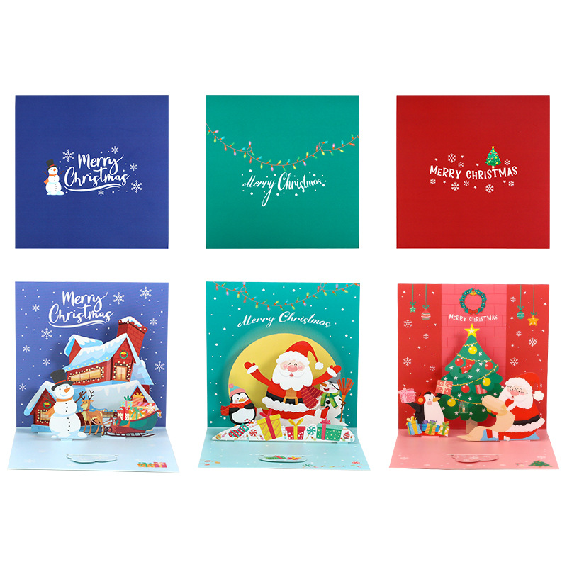 Amazon creative three-dimensional Christmas card Christmas greeting card 3D three-dimensional cartoon holiday gift card Thanksgiving blessing