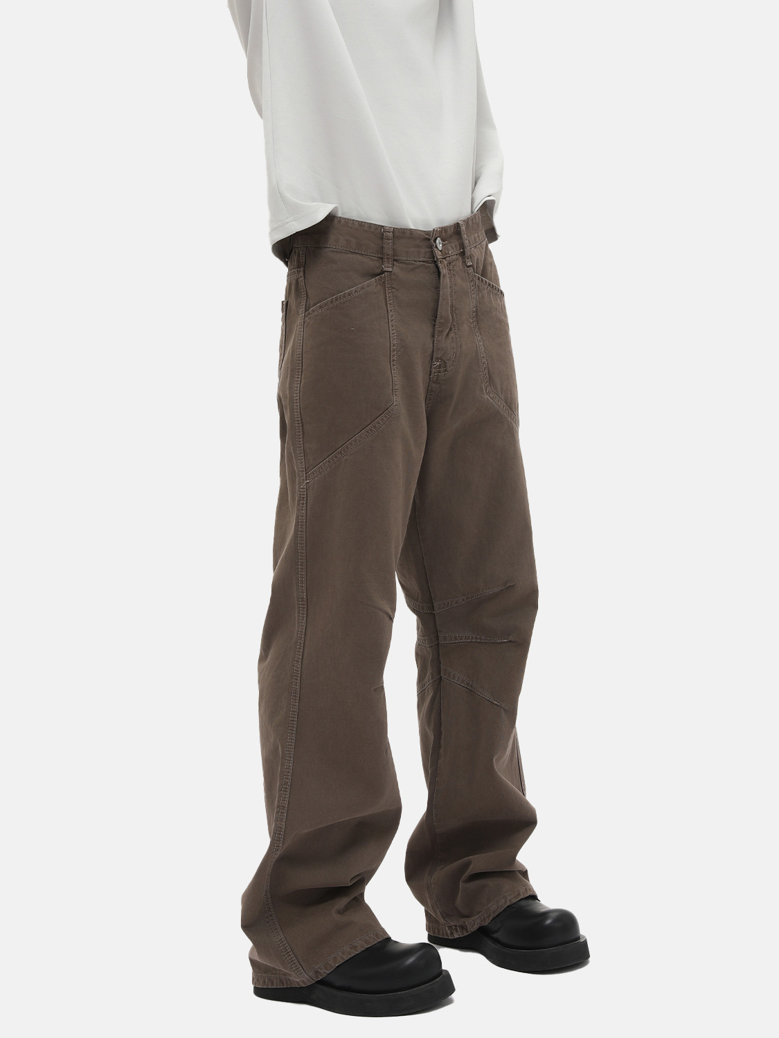 MTLCLOTHES para hombre | American cleanfit plisado costura moda drapeado recto trapeador jeans de moda