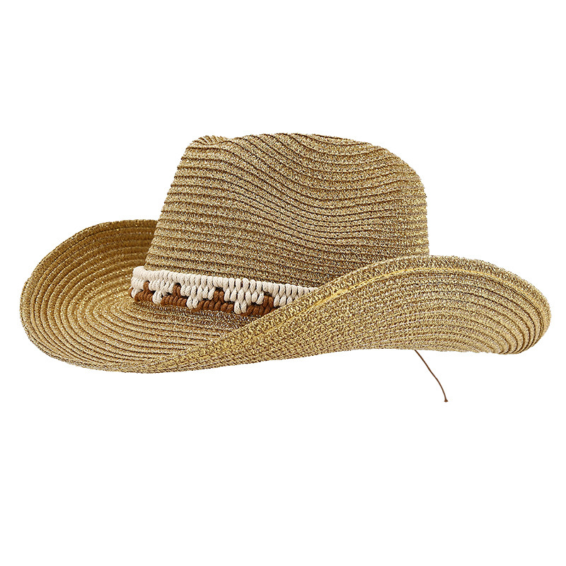 Herramientas de marea sombrero solar de vacaciones de verano estilo dorado tejido de paja sombrero de sol plástico para mujeres image 6