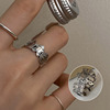 One size brand retro ring, silver 925 sample, internet celebrity, European style, on index finger