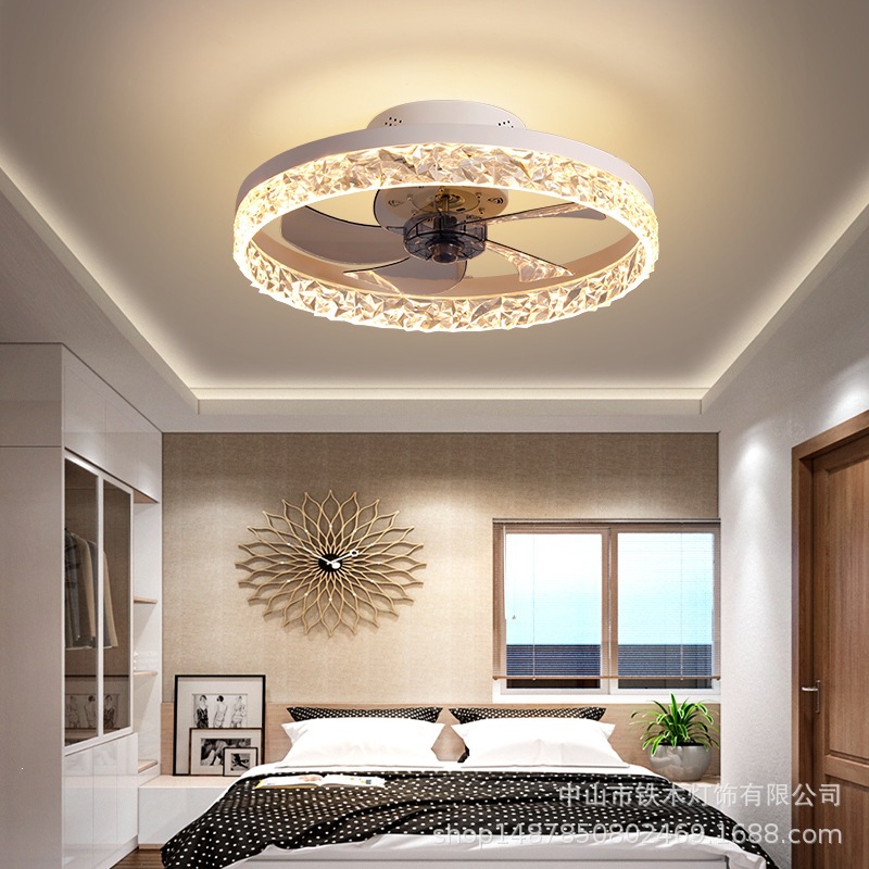 Ventilador de Techo Invisible con Luz 110V de Acrílico Silencioso con Control Remoto para Sala de Estar y Dormitorio