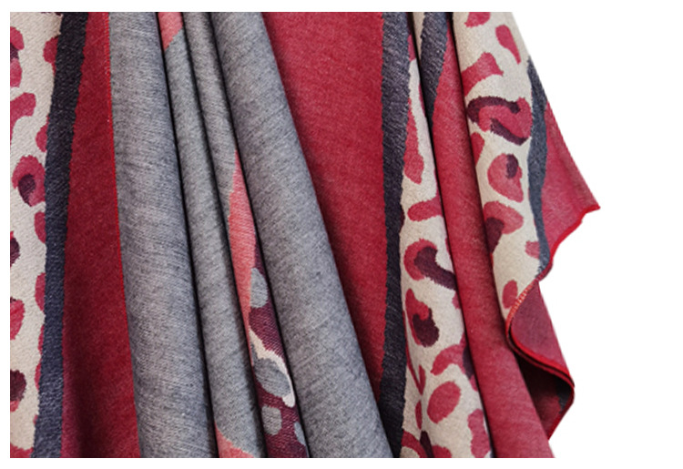 Unisex Women's fashion leopard cape large jacquard travel tassel split cape_viptrois.com