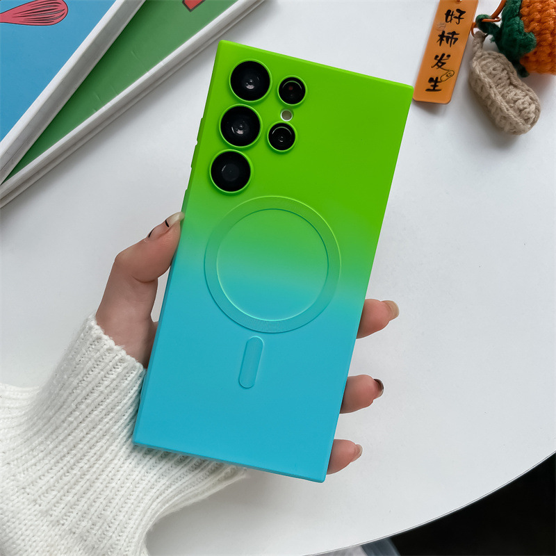 Funda magnética MagSafe para Samsung S26 con succión magnética, S25 Ultra con protector de lente, 24 Plus suave antihuellas.