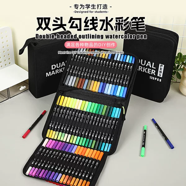 Double-Ended Marker Multi-Specification Set Opaque and Stackable Cd Cloth Watercolor Pen DIY Hand-Painted Graffiti Pen