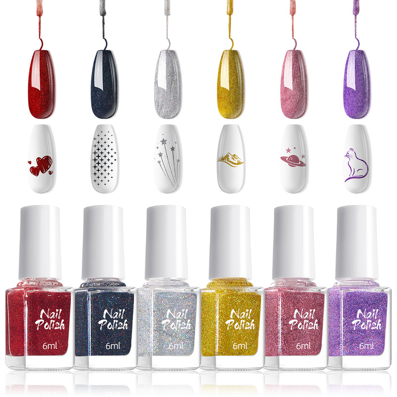 Nail painting baking free nail polish 6 color suit solid color flash powder nail polish diy professional wholesale