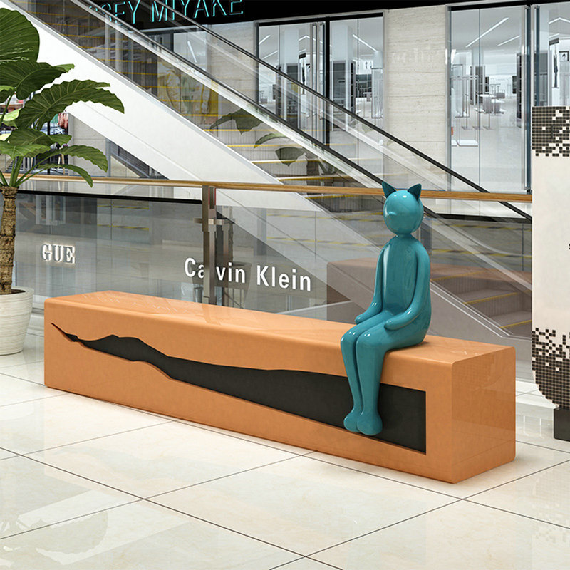 售楼中心商场休息区广场玻璃钢休闲等候排椅创意户外现代卡通坐凳|ms
