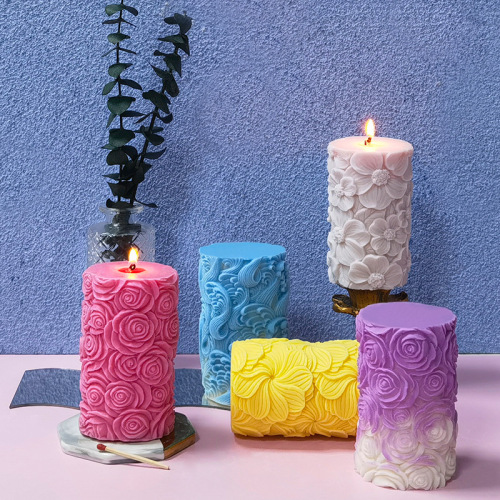 Sanxin Sea Wave Cylindrical Scented Candle Silicone Mold for DIY Rose Flower, Gypsum Decorations, and Diffuser Stones – Cylindrical Molding Tool