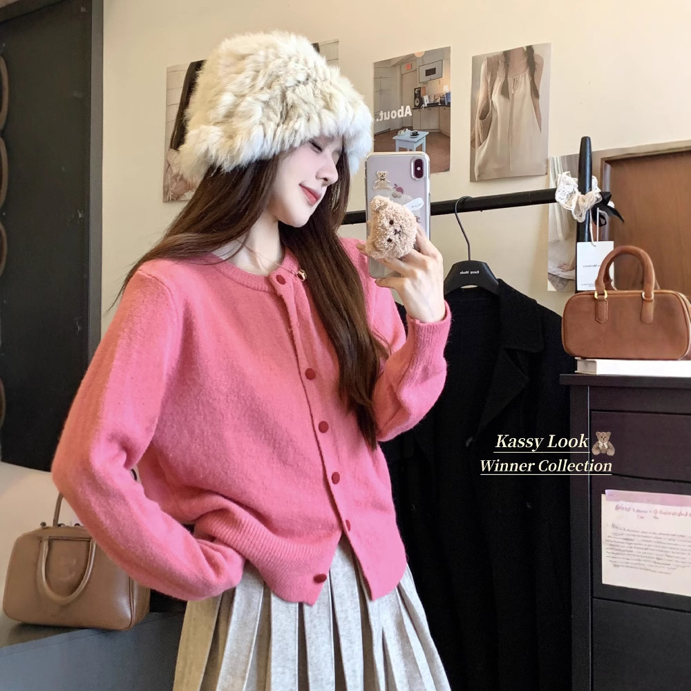 2025 primavera nueva reducción de envejecimiento suelta suave pegajosa con cardigan de punto de mujer suéter de aire suave blusa de adelgazamiento image 3