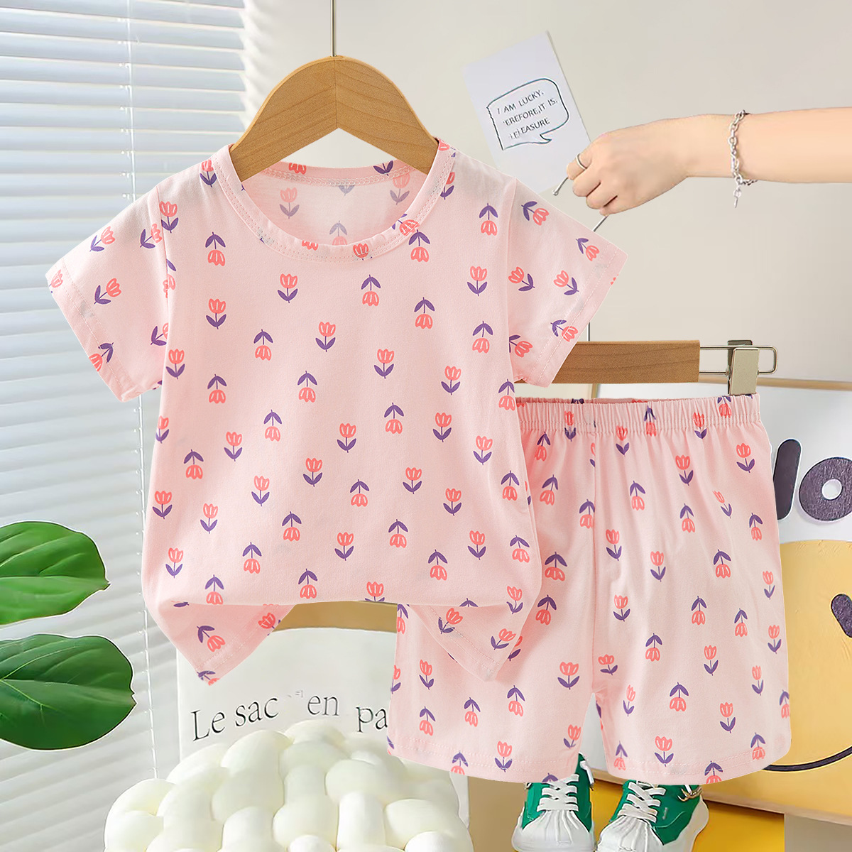 跨境宝宝套装夏季睡衣儿童短袖家居服衣服婴幼儿短裤男女童夏装