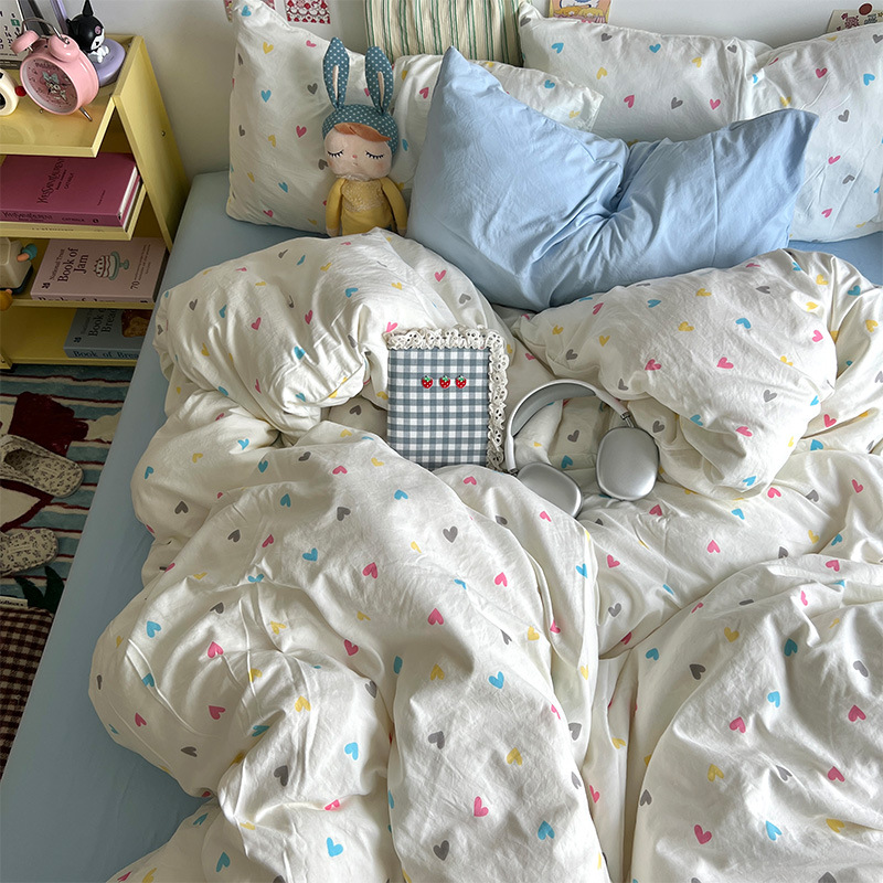 Clase A ropa de cama desnuda para dormir cuatro piezas de algodón lavado con agua sábanas de aire cubierta de cama de grado madre y bebé dormitorio de tres piezas