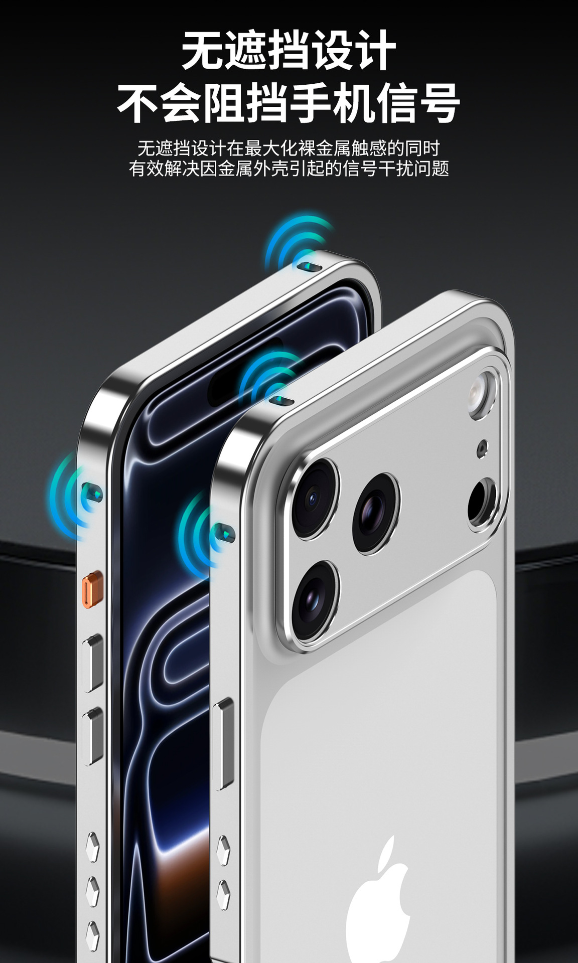 Ốp lưng viền kim loại chống sốc cho iPhone 17 Pro Max / 17 Air / 16 Pro – kiểu khung viền có nắp bảo vệ camera — Cam, Bạc, Đen, Xanh chi tiết 10