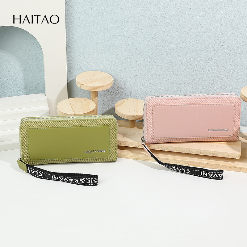 Nueva moda coreana de la billetera de mujer multifuncional de gran capacidad larga bolso de mano con pulsera multi-tarjeta