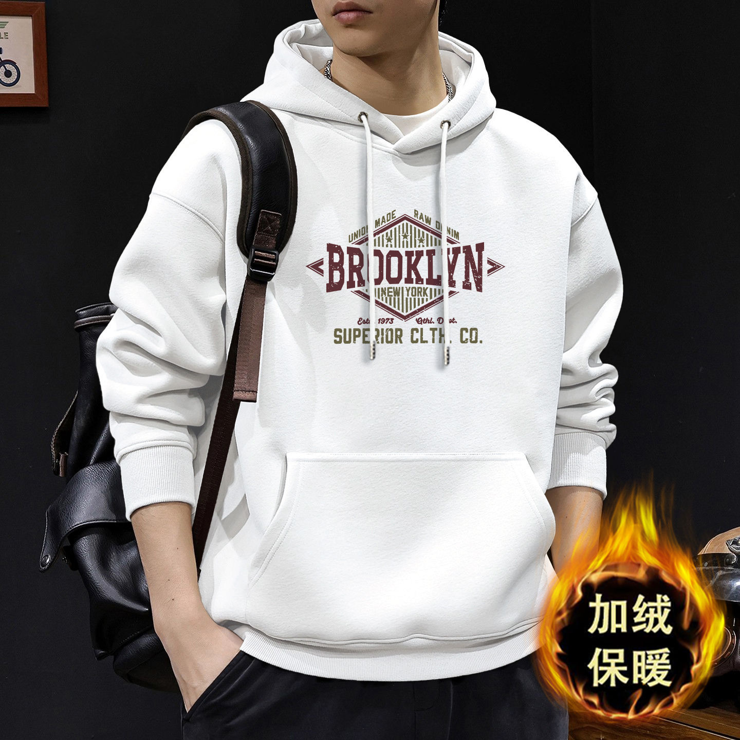 Chaqueta encapuchada para hombres otoño y invierno nuevo estilo de estilo de Hong Kong estilo coreano chaqueta grande suelta abrigo casual