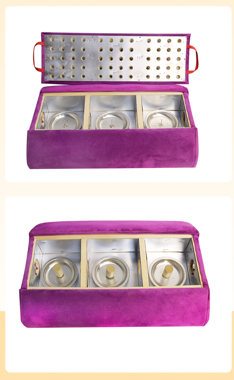 Wooden Moxibustion Box Lumbar Support Pillow Back Waist Moxa Warmer for Home and Spa Use in use