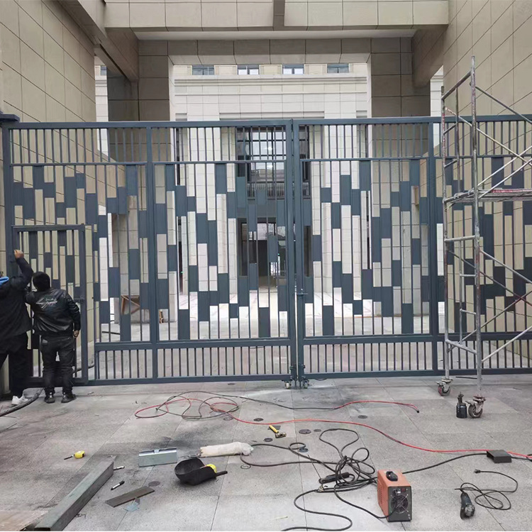 Customized Fire Exit Gate, Community Entrance Wrought Iron Gate, Factory Double Door, Garden Iron Gate, Courtyard Wall Swing Door