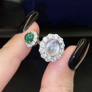 ¡¡�� S925�y�Ƕ��Ȼˮĭ��8*10mm�E�A�_�ڽ�ָ����G����6.0