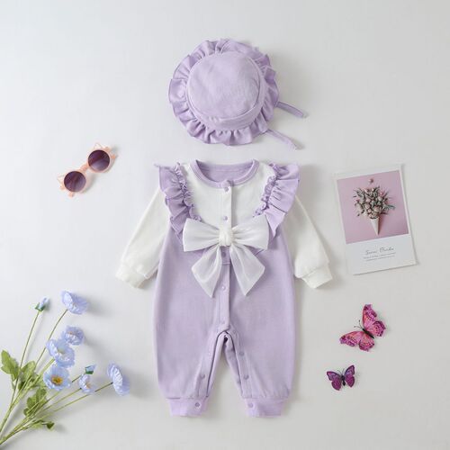Baby Girl Fall/Winter Padded and Thick Onesie Princess Style Infant Outdoor Outfit for Newborn and 100th Day Crawler