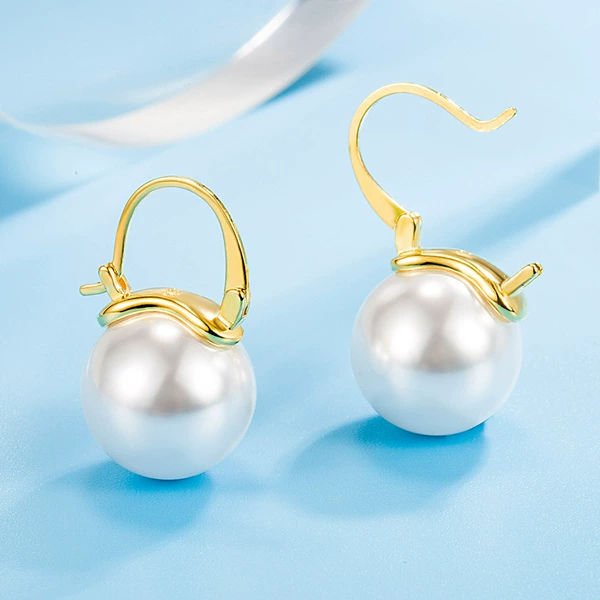 12mm/ABS imitation pearl/pair price (copper plated with gold color)