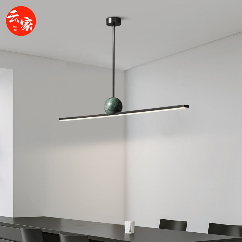 現代簡約全銅極簡吊燈音符燈飾北歐設計師島台線條吧檯餐廳長條燈