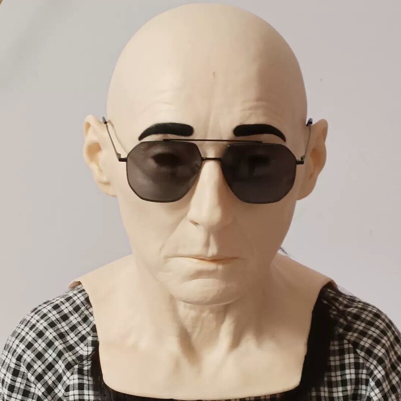 New Independent Station New Male Head Mask Headgear Grandpa Face Wig Props Halloween Peripherals