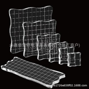 Cross-Border 7-Piece Set of Transparent Acrylic Silicone Seal Backplate Embossing Block Grids Handle DIY Scrapbooking Thin Handbook