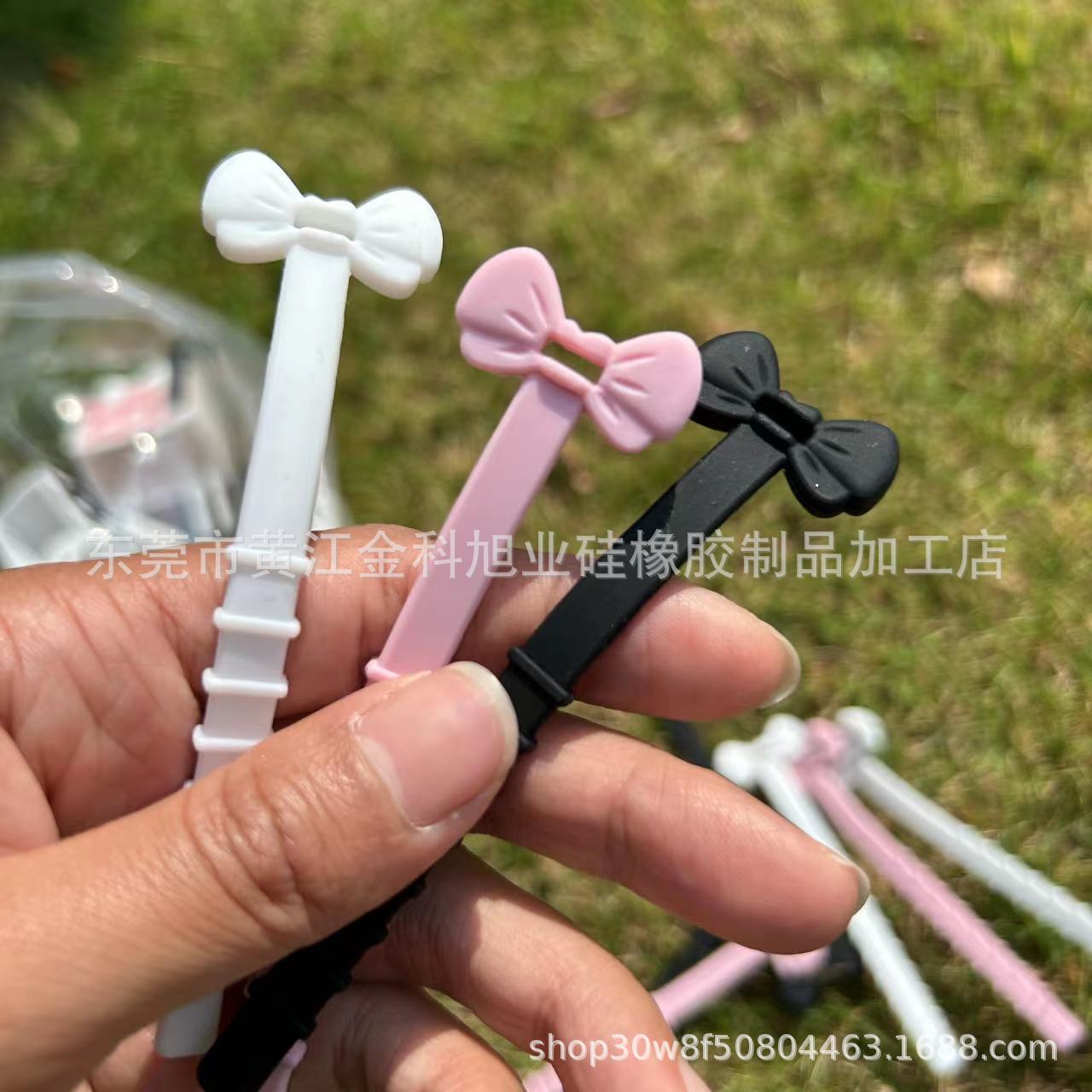 新款蝴蝶结硅胶扎带数据线理线带硅胶扎带