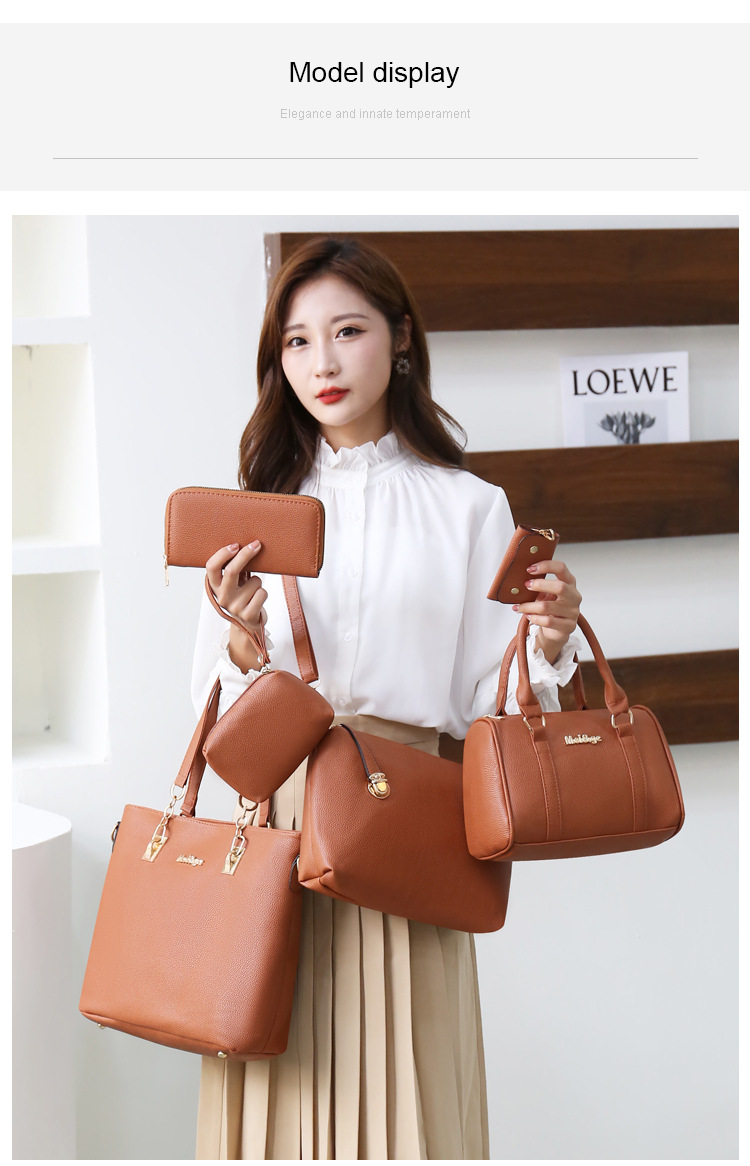 3000g Weight Women's Medium Pu Leather Solid Color Vintage Style Streetwear Bucket Zipper Bag Sets