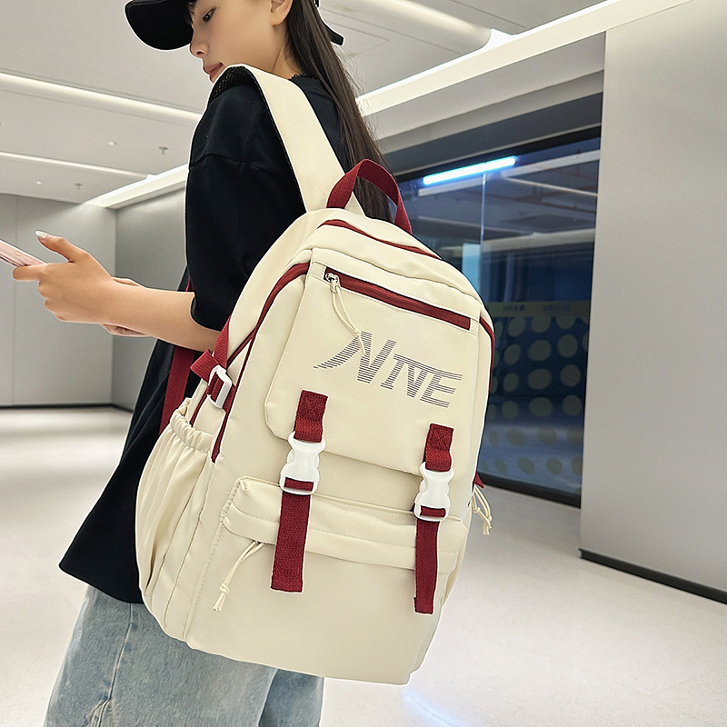 Mochila de gran capacidad de gran valor de alta calidad de moda coreana de estilo Mochila escolar simple para estudiantes universitarias ins Mochila de viaje y ocio