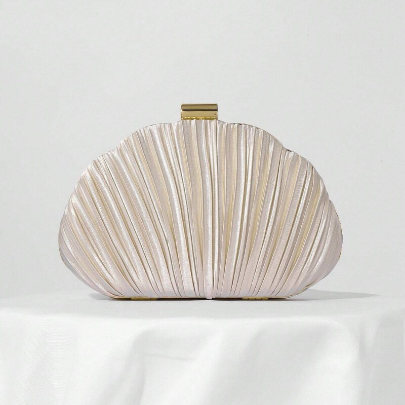 Cross-Border 2025 New Shell Evening Bag Pleated Clutch Bag Versatile Dress Evening Bag Fashionable Cheongsam Banquet Bag