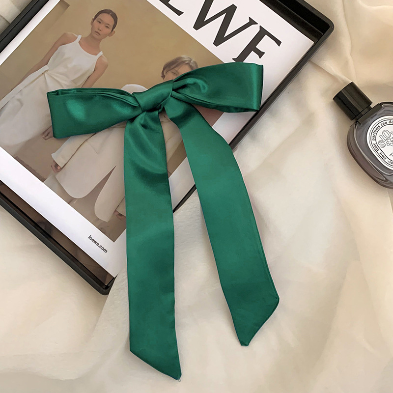 Pañuelo de seda de imitación, tira larga, sentido avanzado, nuevo estilo, color sólido, protección para el cuello, bufanda pequeña, bolsa atada, cinta para el cabello, diadema, cabello atado