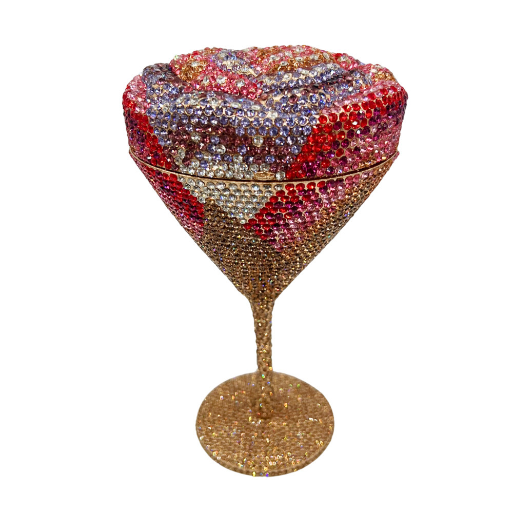 Clutch cross-border coctel creativo taza de pie alto flor con diamantes bolsas de cena brillante inerte diamantes bolsas de mano de mujer