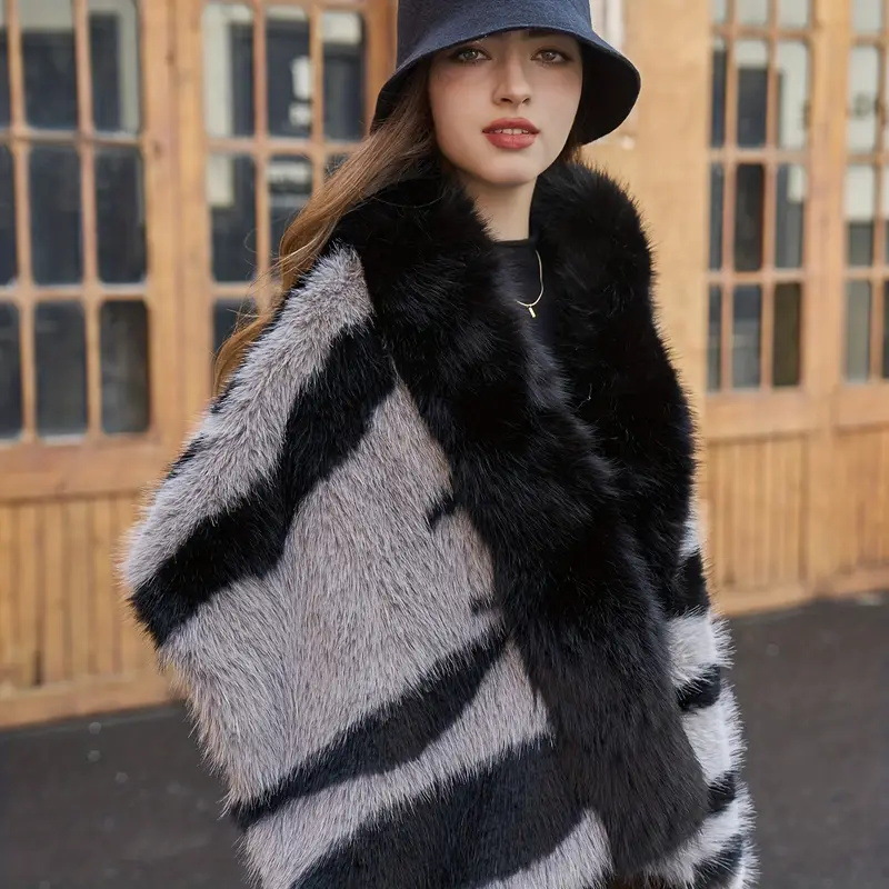 Dames cape van imitatiebont zebra print avond shawl stola_voghion.com