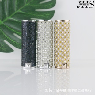 in stock weighted gold and silver pink pearl stick drill 12.1 caliber lipstick tube lip glaze tube empty tube printable LOGO
