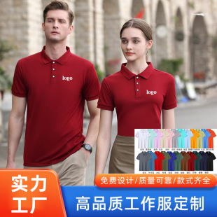 Polo Shirt Custom Work Clothes Printed Logo Cultural Advertising Shirt Ice Silk Lapel Short-Sleeved Corporate Work Clothes Custom Embroider