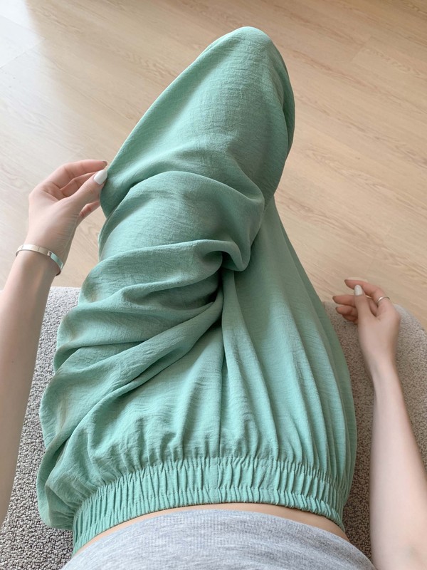 H348 通気性防蚊パンツ山本パンツ女性の薄いハイウエストドレープカジュアルストレートパンツ春と秋の怠惰なスタイルワイドレッグパンツ|undefined