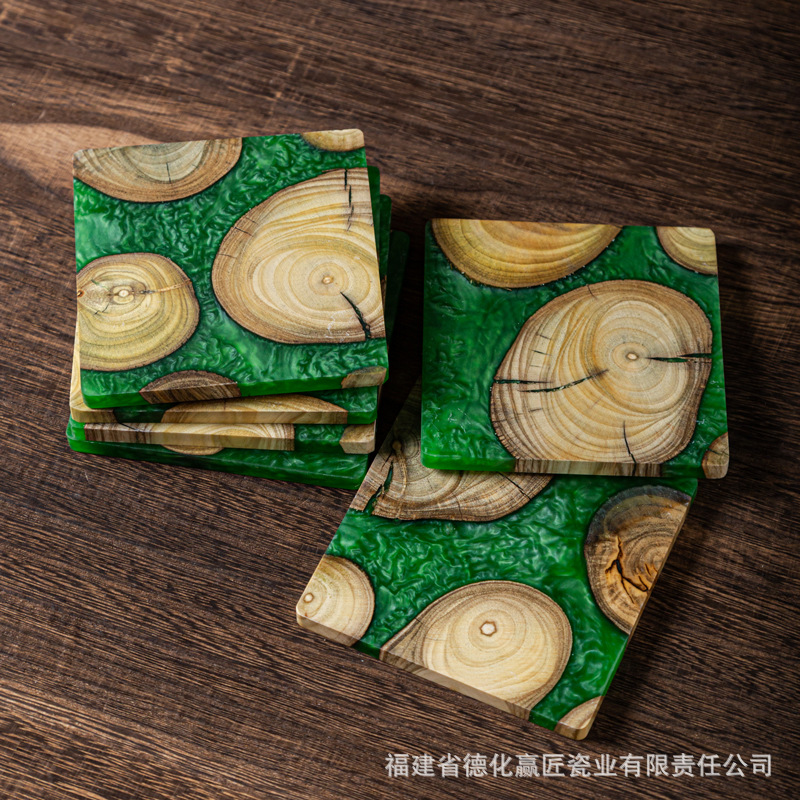 Coaster de resina de tumor de boj Coaster de epoxi Coaster Art Coaster Coaster de regalo cultural y creativo Coaster Coaster de cedro
