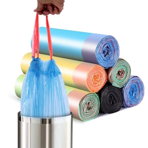 Large vest drawstring garbage plastic bag household portable thickened disposable colorful affordable garbage bag