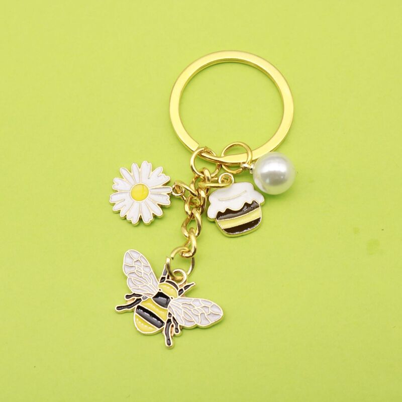 Cross-Border Cute Fresh Pearl Daisy Honey Accessories Pendant Keychain Pastoral Style Jewelry Pendant Key Chain