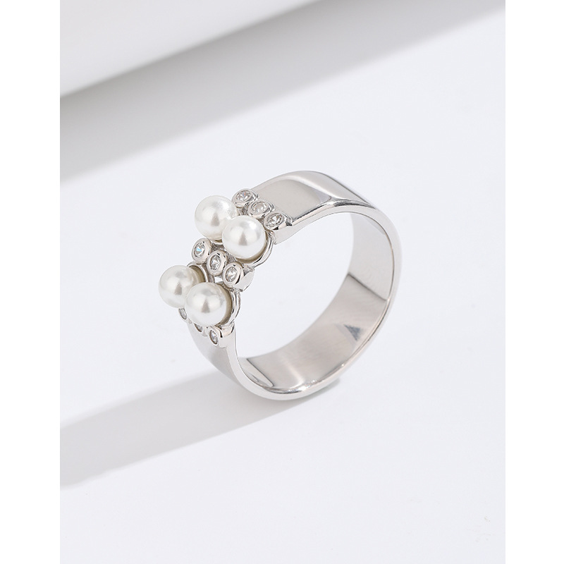 Anillo de perlas de plata esterlina 925 diseño de nicho femenino 2023 nuevo Anillo de dedo índice popular simple anillo de sentido alto