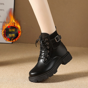This year's Super Hot Boots Martins fleece-lined Warm and Comfortable Texturous Thick Bottom Boots Retro All-match Casual Women's Cotton Shoes