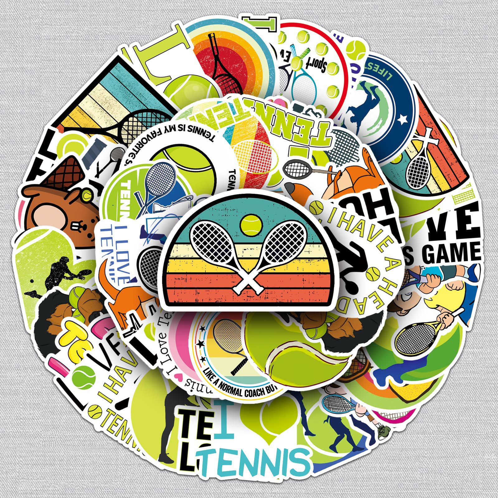 50 tennis graffiti stickers personalized cross-border sports creative DIY skateboard luggage stickers waterproof