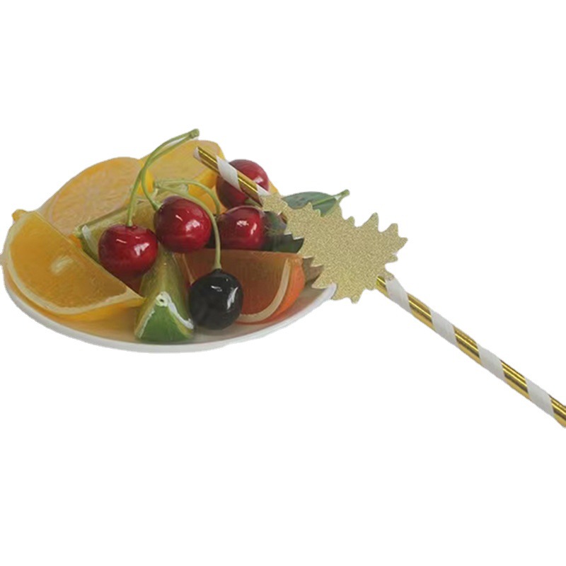 Árbol de Navidad tarjeta fiesta decoración paja postre pastel decoración bar bebida Decoración papel paja degradable